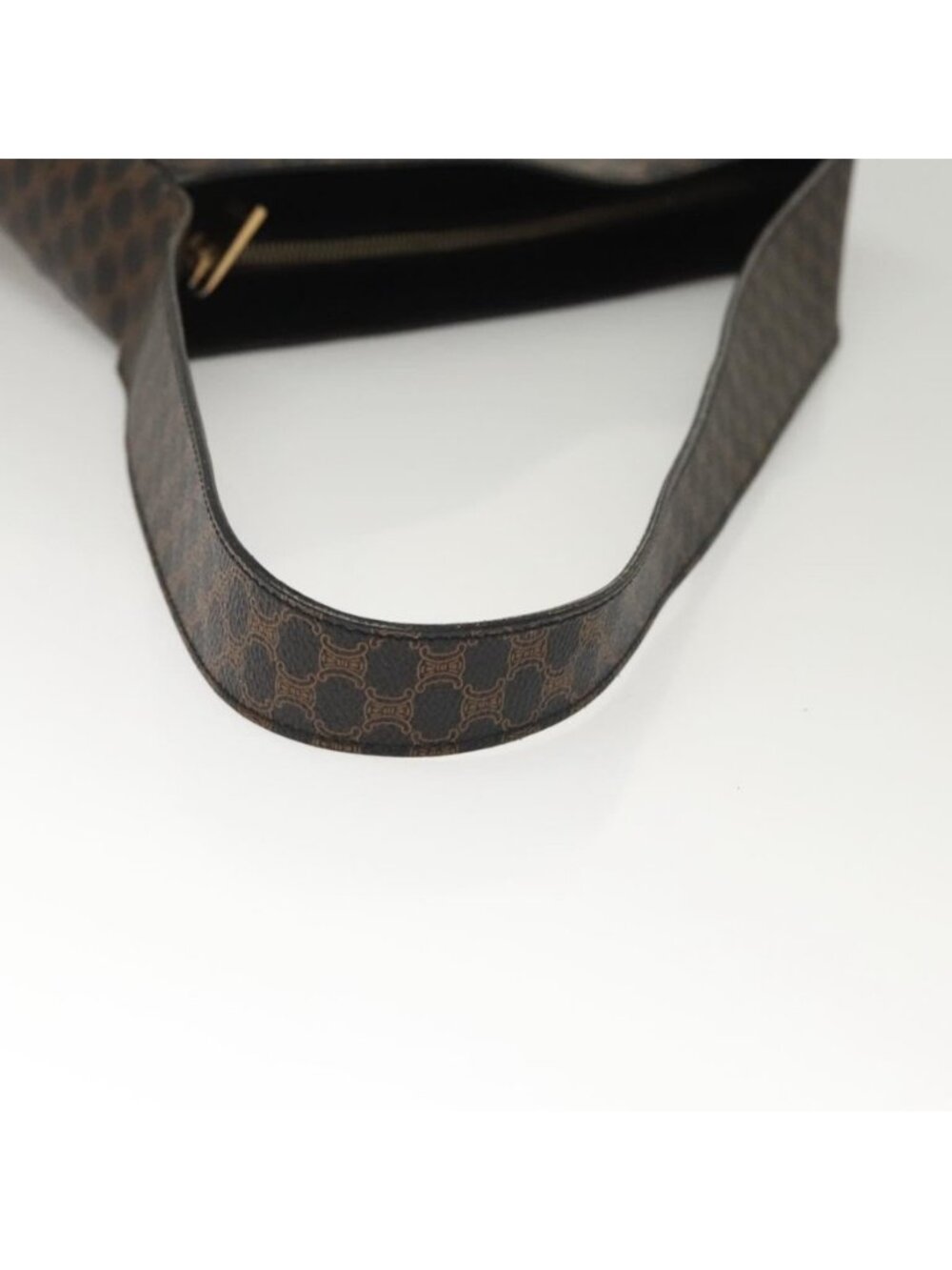 Authentic CELINE Macadam Canvas Shoulder Bag PVC Leather Black Gold - Picture 2 of 16